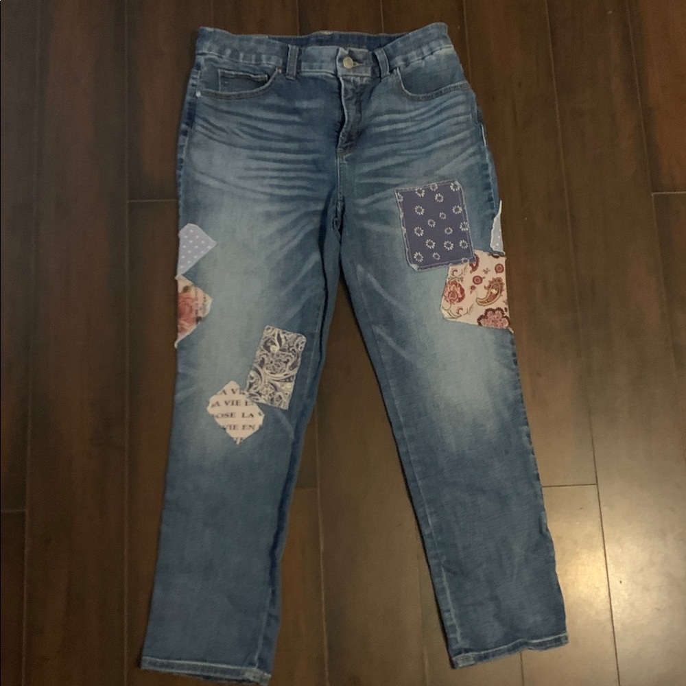 Chinos Patchwork Crop Blue Jeans - image 1